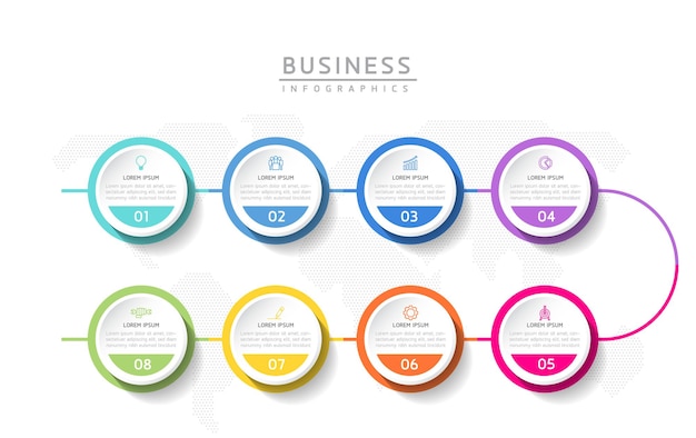 plantilla de presentación empresarial de infografía vectorial con interconexión circular con 8 opciones