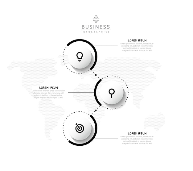 Plantilla de presentación empresarial infográfica vectorial con interconexión circular con 3 opciones