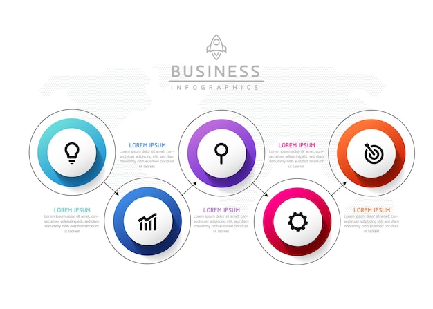 Plantilla de presentación empresarial infográfica vectorial con interconexión circular con 5 opciones
