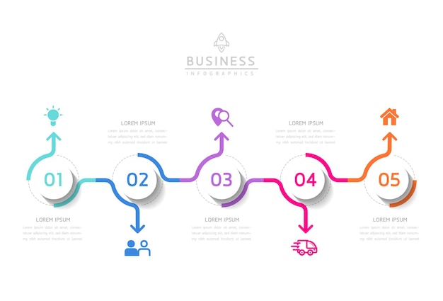 Plantilla de presentación empresarial infográfica vectorial con interconexión circular con 5 opciones