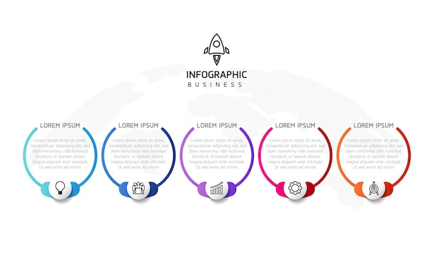 Plantilla de presentación empresarial infográfica vectorial con interconexión circular con 5 opciones