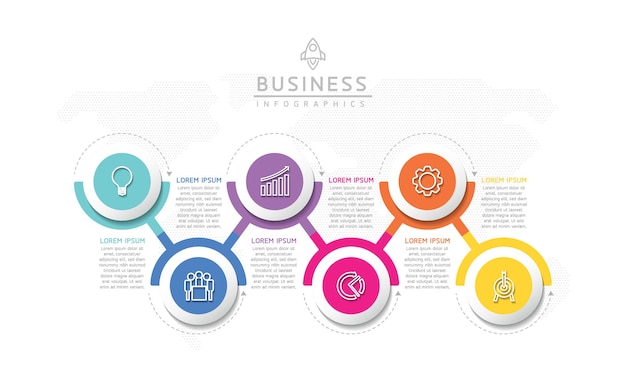 Plantilla de presentación empresarial infográfica vectorial con interconexión circular con 6 opciones