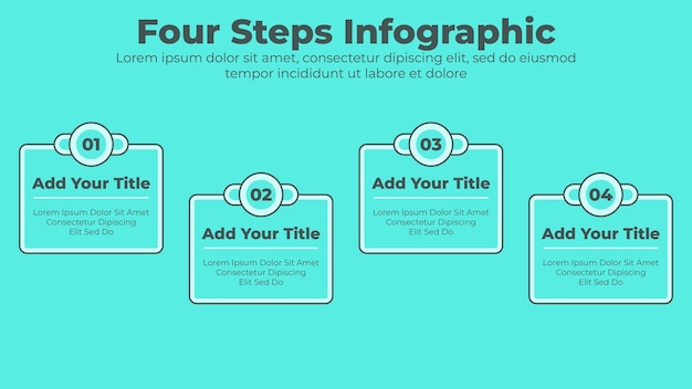 Plantilla de presentación de infografía empresarial de 4 pasos u opciones de diseño mínimo