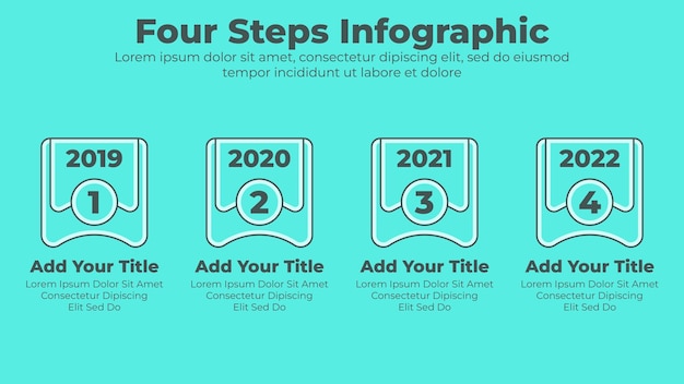 Vector plantilla de presentación de infografía empresarial de 4 pasos u opciones de diseño mínimo