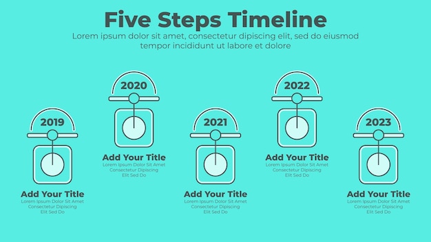 Vector plantilla de presentación de infografía empresarial de 5 pasos u opciones de diseño mínimo