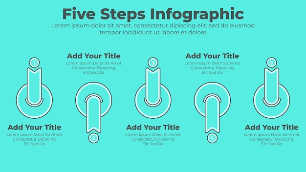 Plantilla de presentación de infografía empresarial de 5 pasos u opciones de diseño mínimo