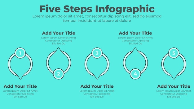 Plantilla de presentación de infografía empresarial de 5 pasos u opciones de diseño mínimo
