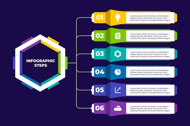 Plantilla de presentación de infografía empresarial hexagonal