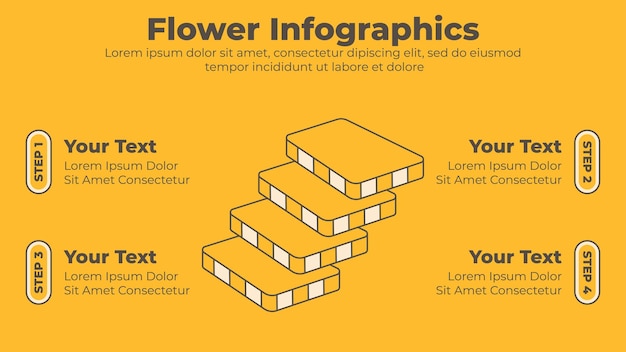 Plantilla de presentación de infografía empresarial de pasos 3d
