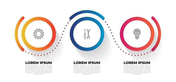 Plantilla de presentación de infografía moderna de tres pasos