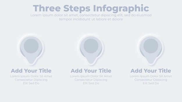 Plantilla de presentación infográfica de 3 pasos u opciones de negocio neumórfico
