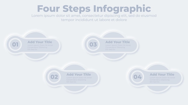 Plantilla de presentación infográfica de 4 pasos u opciones de negocio neumórfico