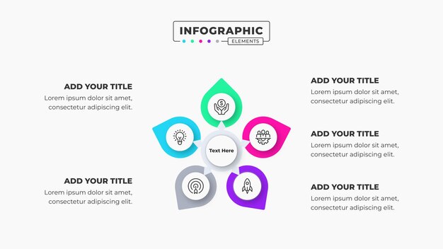 Vector plantilla de presentación infográfica de círculo de negocios vectorial con 5 pasos u opciones