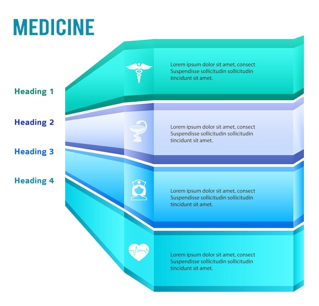 Plantilla de presentación medicina infografía rayas brillantes