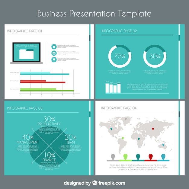 Vector plantilla de presentación de negocios en estilo plano