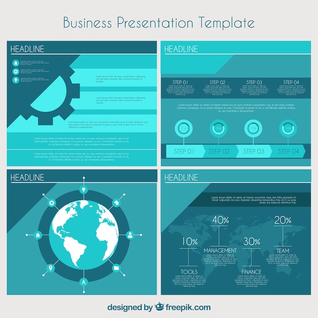 Plantilla de presentación de negocios en estilo plano