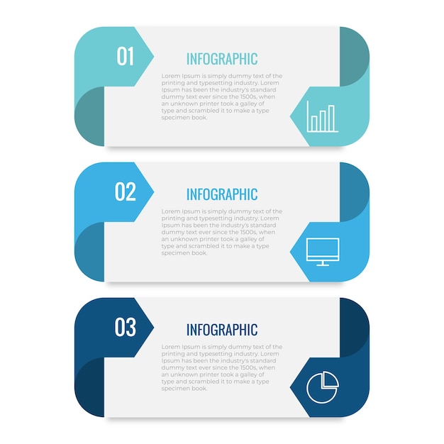 Plantilla de presentación de negocios infografía con 3 opciones.