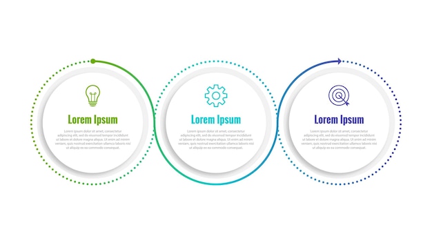 Plantilla de presentación de negocios infografía con 3 opciones.