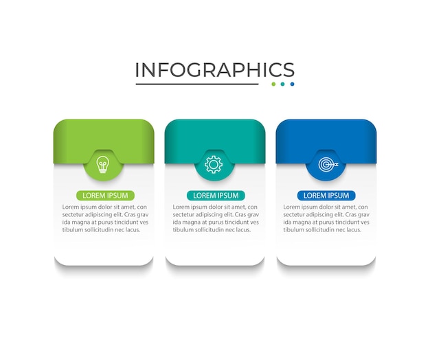 Plantilla de presentación de negocios infografía con 3 opciones.