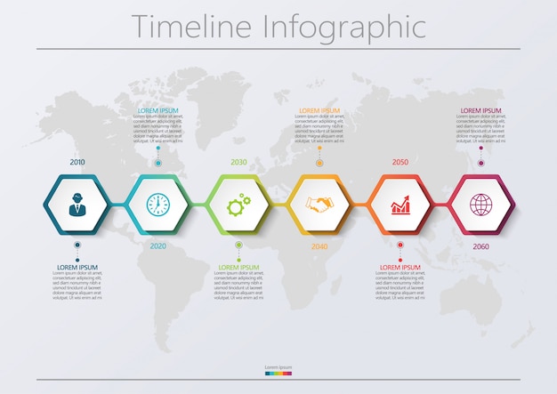 Plantilla de presentación de negocios infografía con 6 opciones.