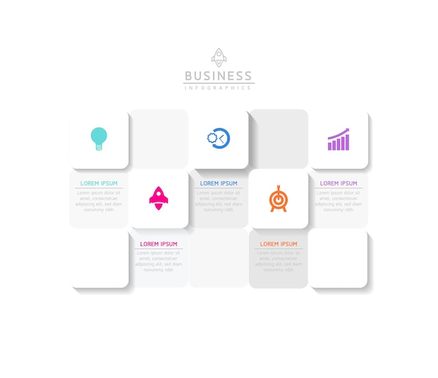plantilla de presentación de negocios de infografía vectorial conectada con 5 opciones
