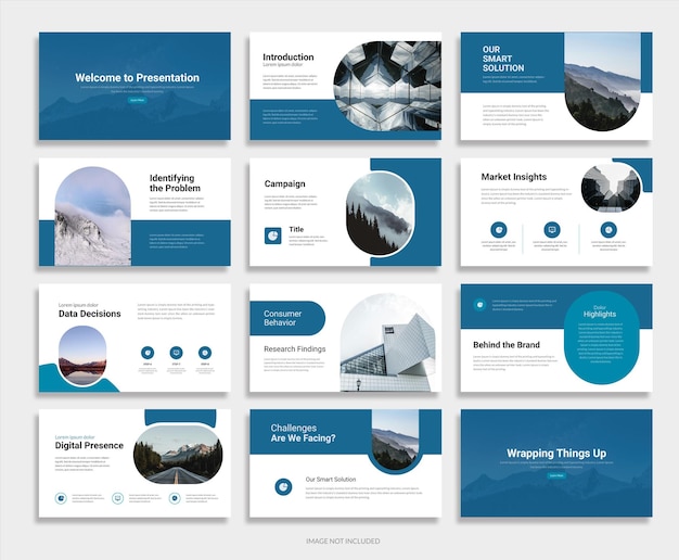 plantilla de presentación de negocios moderna con diseño azul