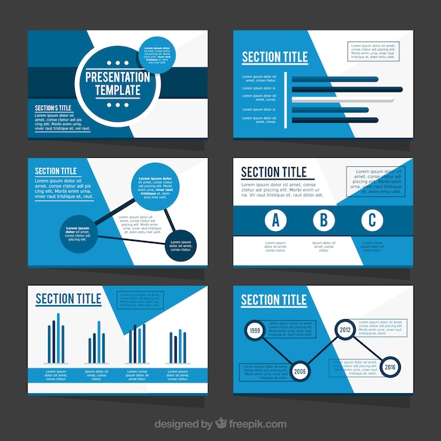 Vector plantilla de presentación de negocios en tonos azules