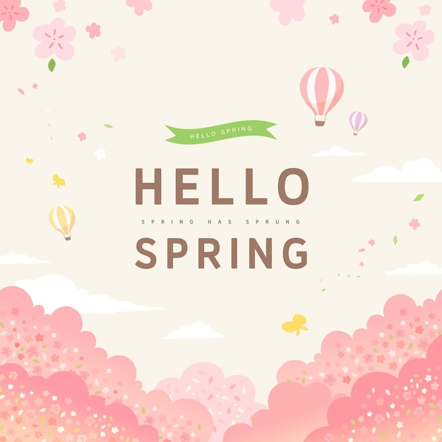 Plantilla de primavera con hermosa flor ilustración vectorial