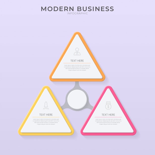 Plantilla de proceso de organigrama de diseño de infografía y estilo de corte 3d con texto editable