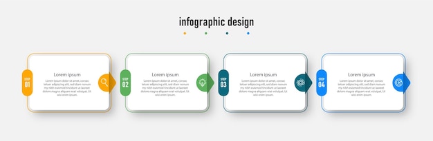 Plantilla profesional elegante de diseño infográfico con 4 pasos Vector Premium