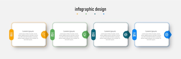 Plantilla profesional elegante de diseño infográfico con 4 pasos vector premium