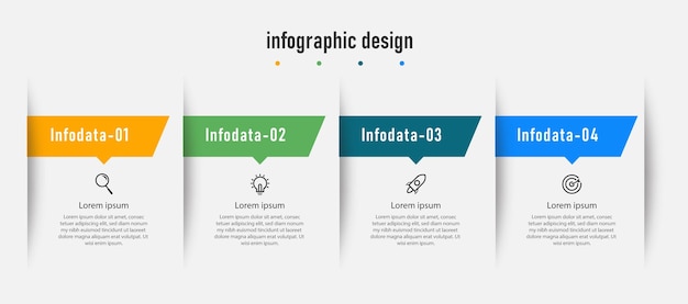 Plantilla profesional elegante de diseño infográfico con 4 pasos vector premium