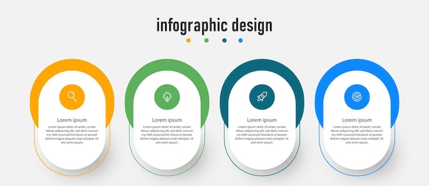 Plantilla profesional elegante de diseño infográfico con 4 pasos vector premium