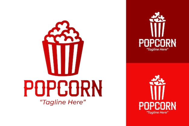 Plantilla profesional de logotipo de palomitas de maíz rojas y negras para las necesidades de marca de las tiendas de bocadillos