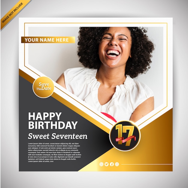 Plantilla de promoción de banner de feliz cumpleaños