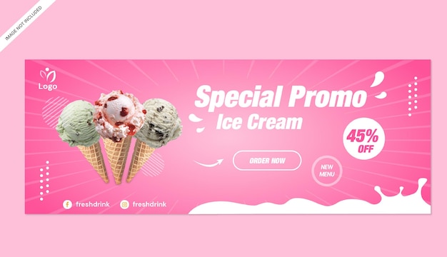 Vector plantilla de promoción de banner de helado