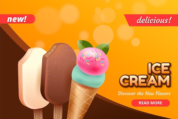 Vector plantilla de promoción de helado realista