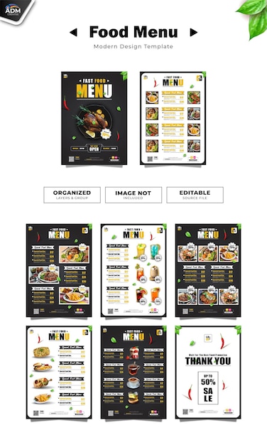 Plantilla de promoción de menú de comida de restaurante