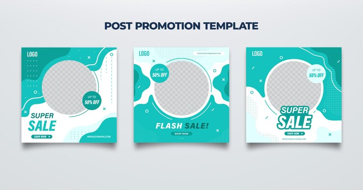 plantilla de promoción de publicación diseño de plantilla de conjunto de estilo de color verde menta para publicación en redes sociales