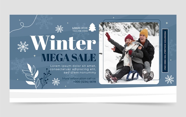 Vector plantilla de promoción de redes sociales de venta de temporada de invierno