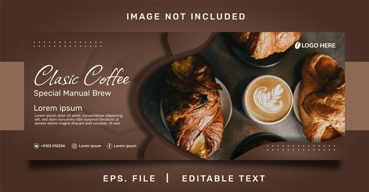 Vector plantilla de promoción y venta de banner de cafetería.