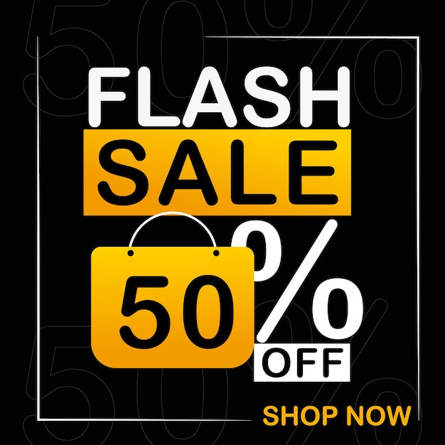 Plantilla promocional moderna de venta flash negra de vector libre con oferta de descuento especial