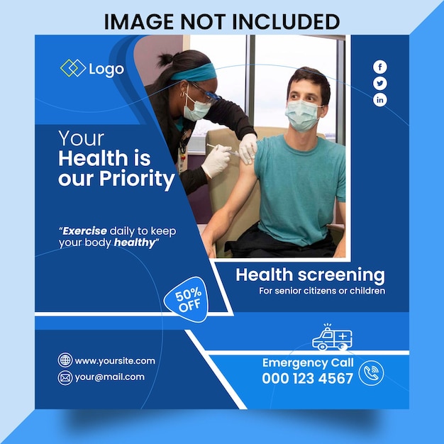 Plantilla de publicación de anuncios de instagram de redes sociales de atención médica moderna vector premium