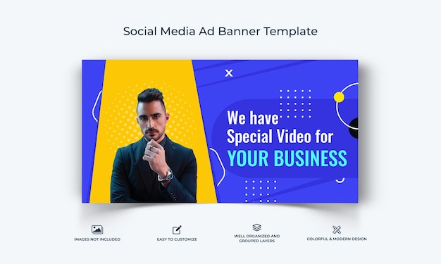 Plantilla de publicación de banner de anuncio de Facebook de redes sociales de Business Service vector premium