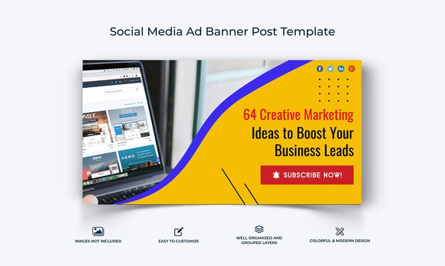 Plantilla de publicación de banner de anuncio de Facebook de redes sociales de marketing digital vector premium