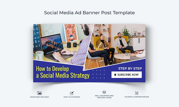 Plantilla de publicación de banner de anuncio de Facebook de redes sociales de marketing digital vector premium