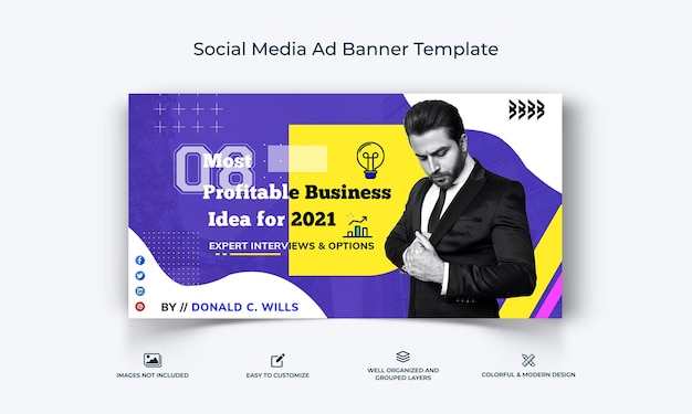 Plantilla de publicación de banner de anuncio de Facebook de redes sociales de negocios vector premium
