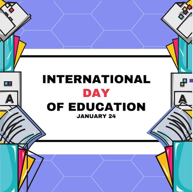 Plantilla de publicación de banner del Día Internacional de la Educación en las redes sociales
