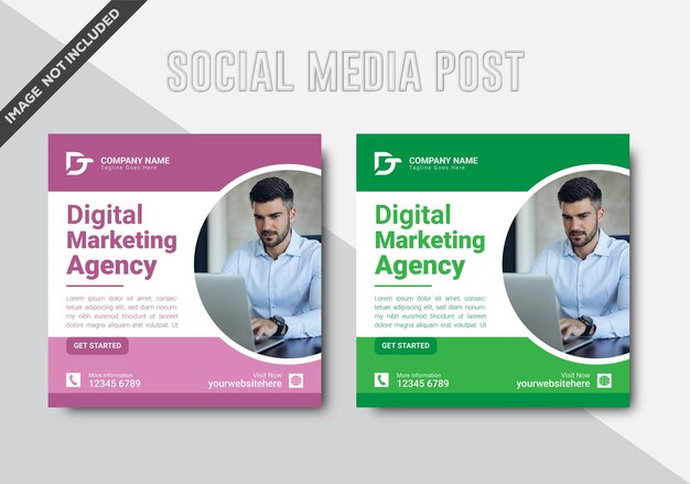 Plantilla de publicación y banner de redes sociales de agencia de marketing digital corporativo vectorial