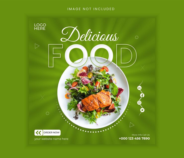 Plantilla de publicación de banner de redes sociales de comida deliciosa
